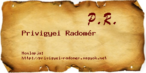 Privigyei Radomér névjegykártya